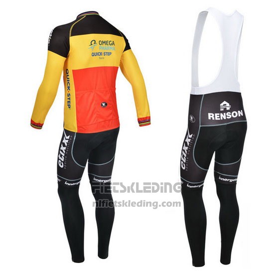 2013 Fietskleding Omega Pharma Quick Step Kampioen Belgie Lange Mouwen en Koersbroek